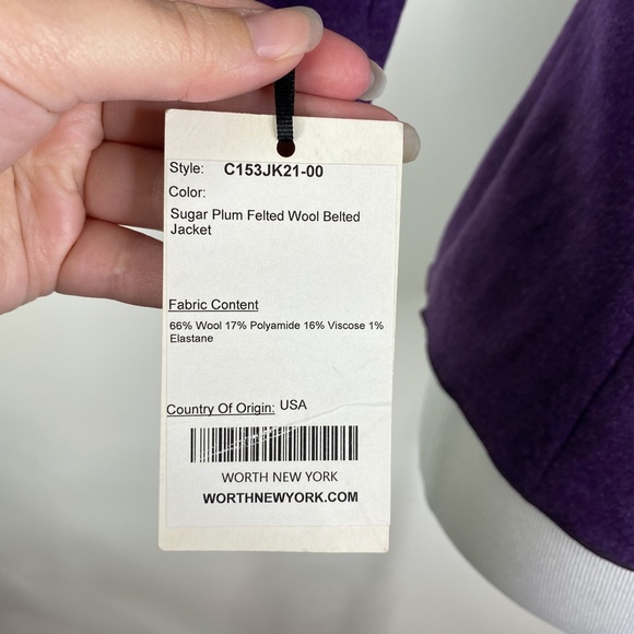 NEW Worth Sugar Plum Purple Felted Wool Jacket Sz. 0 - Picture 12 of 15